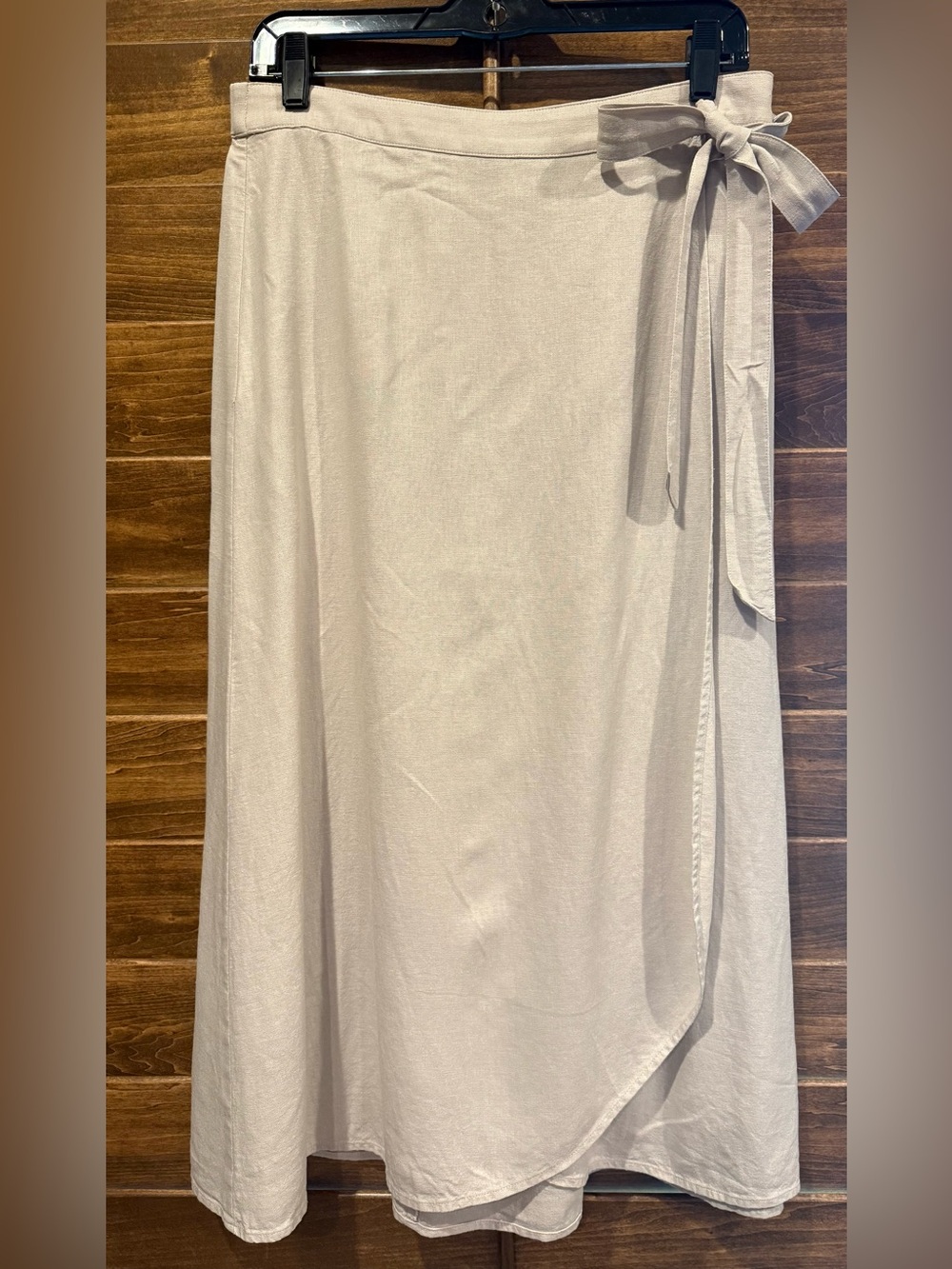 J. Crew Factory Light Beige Wrap Midi Skirt with Side Tie